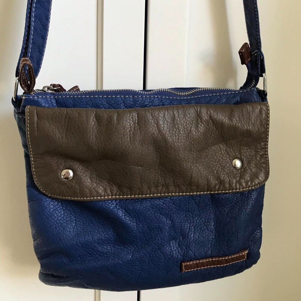 Brown and Blue Adjustable Unbranded Pleather Purse